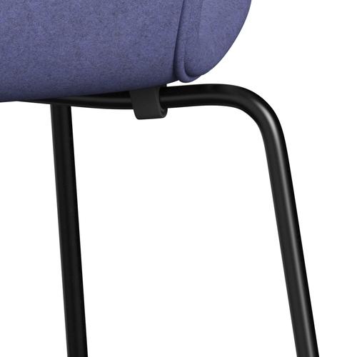 Fritz Hansen 3107 Stuhl Vollpolsterung, Schwarz/Divina Melange Violet Light