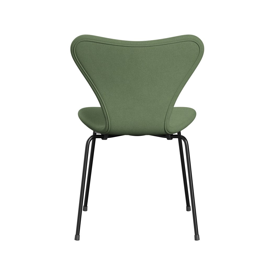 Fritz Hansen 3107 Stuhl Vollpolsterung, Schwarz/Divina Olivgrün