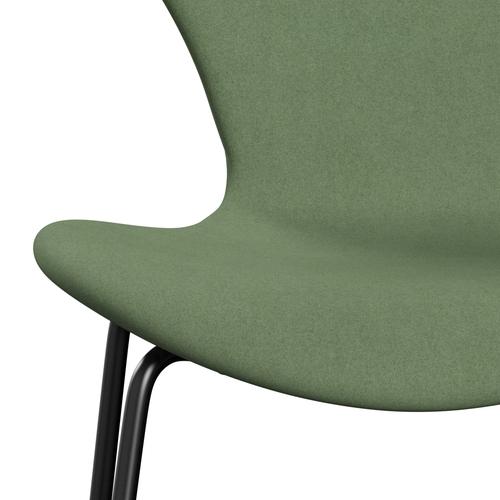 Fritz Hansen 3107 Stuhl Vollpolsterung, Schwarz/Divina Olivgrün