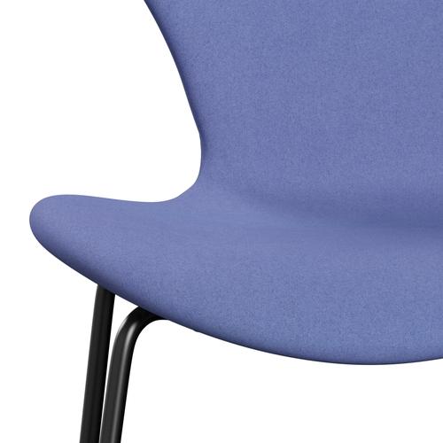 Fritz Hansen 3107 Stuhl Vollpolsterung, Schwarz/Divina Pastellblau