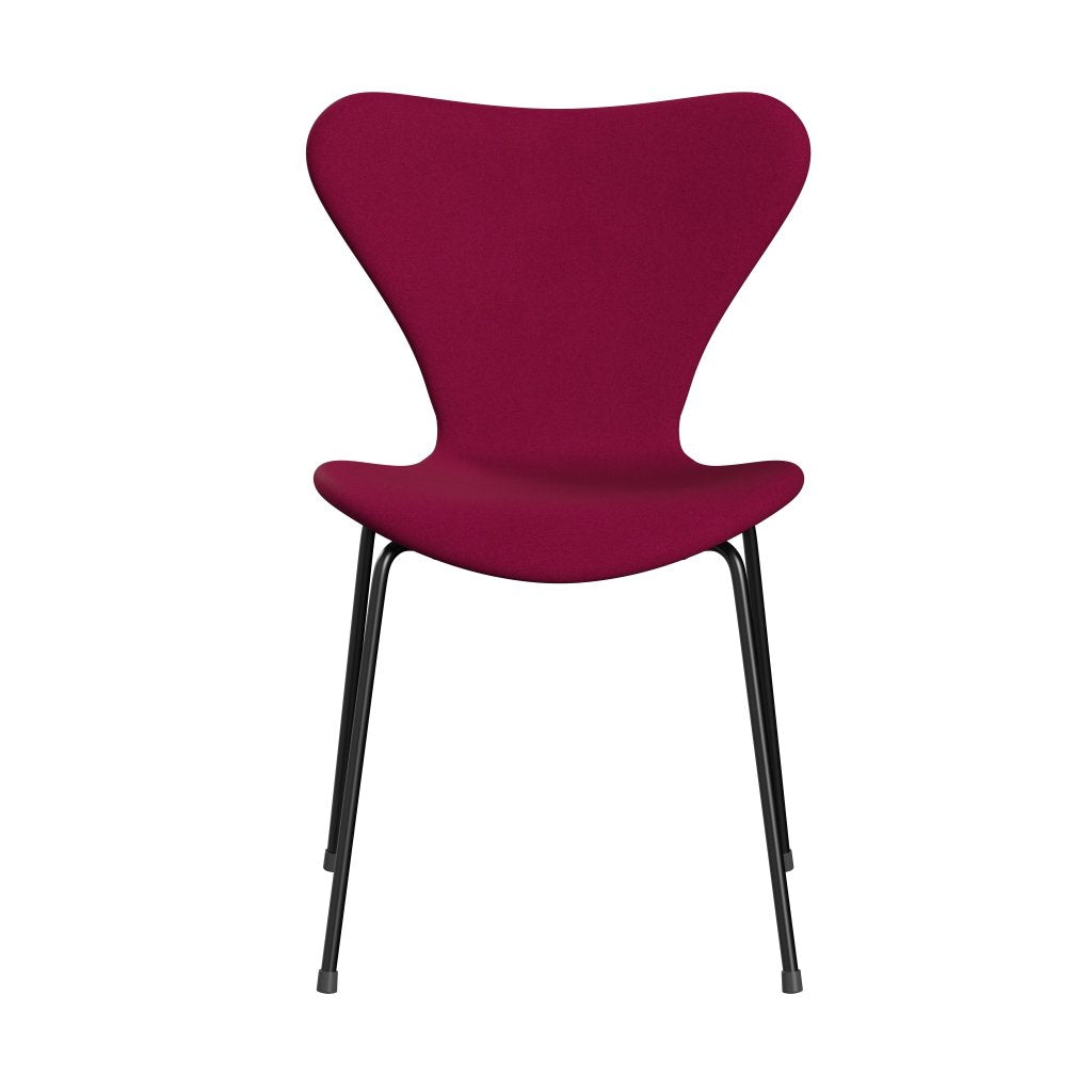 Fritz Hansen 3107 Stuhl Vollpolsterung, Schwarz/Divina Pink Dunkel