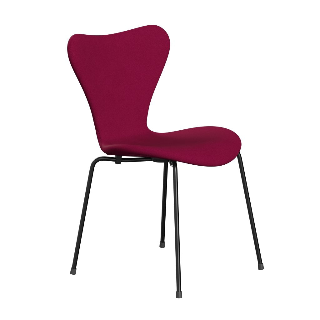 Fritz Hansen 3107 Stuhl Vollpolsterung, Schwarz/Divina Pink Dunkel