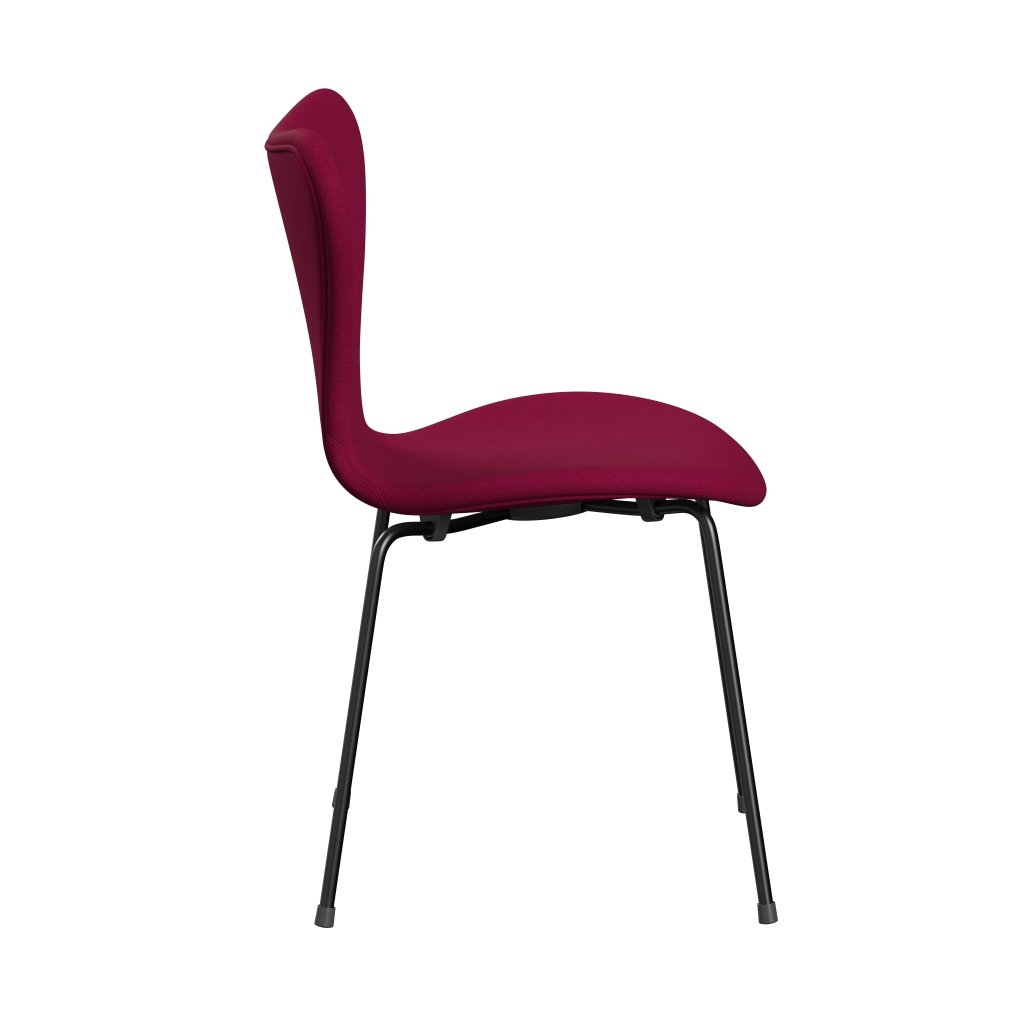 Fritz Hansen 3107 Stuhl Vollpolsterung, Schwarz/Divina Pink Dunkel