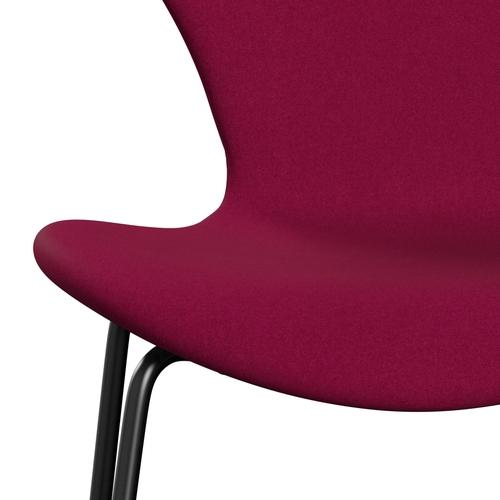 Fritz Hansen 3107 Stuhl Vollpolsterung, Schwarz/Divina Pink Dunkel