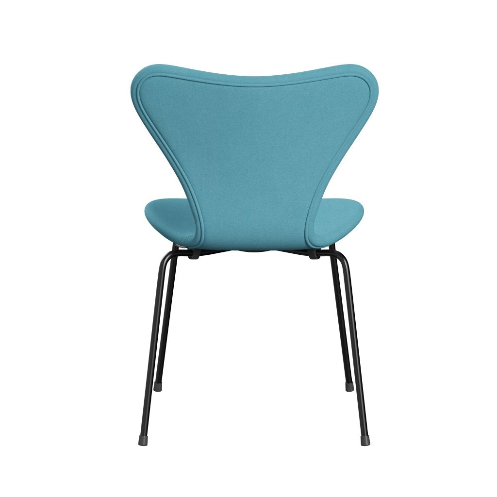 Fritz Hansen 3107 Stuhl Vollpolsterung, Schwarz/Divina Turquoise Light