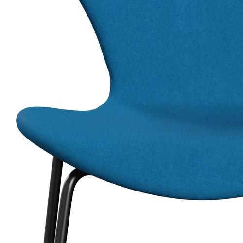 Fritz Hansen 3107 Stuhl Vollpolsterung, Schwarz/Divina Türkis