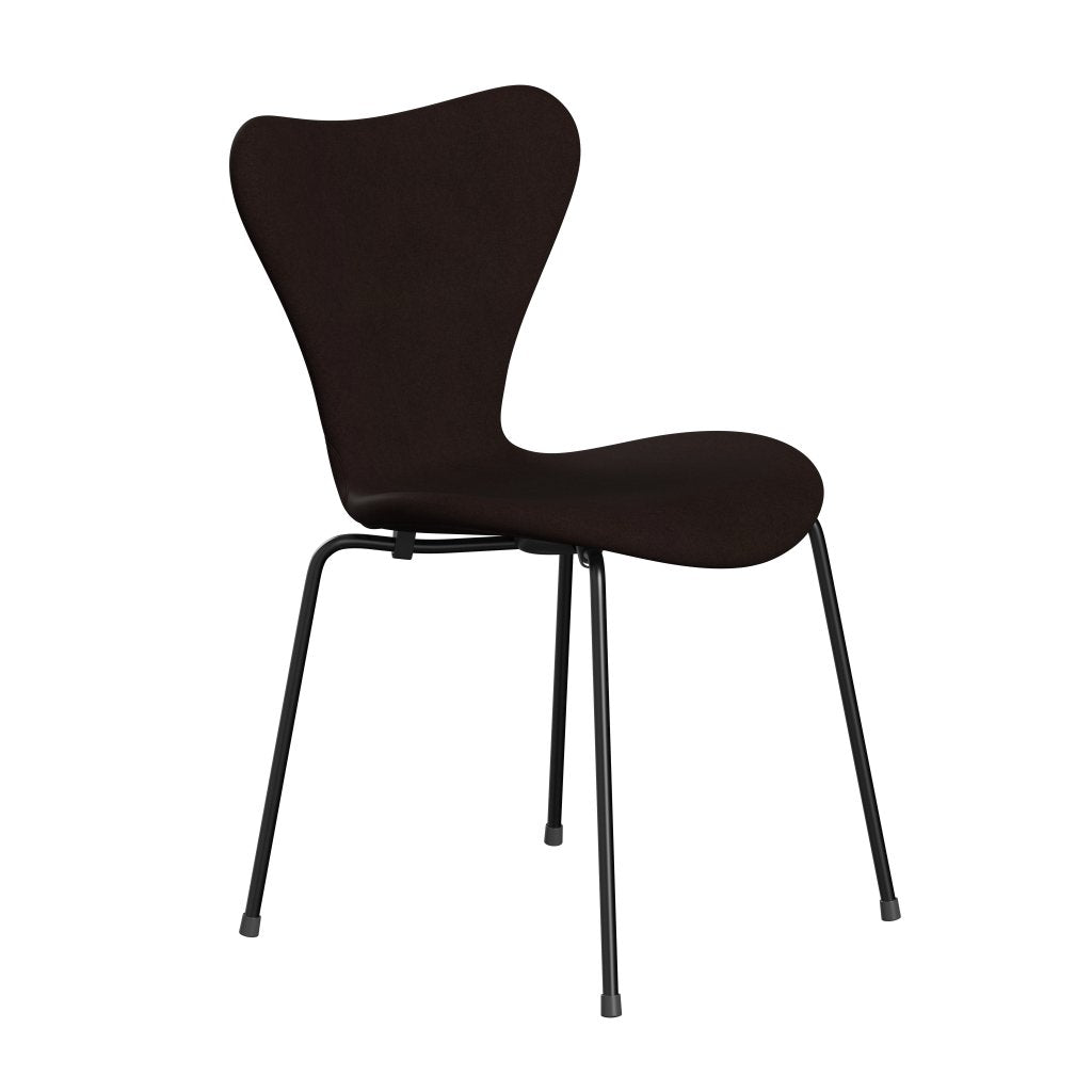 Fritz Hansen 3107 Stuhl Vollpolsterung, Schwarz/Divina Warm Brown