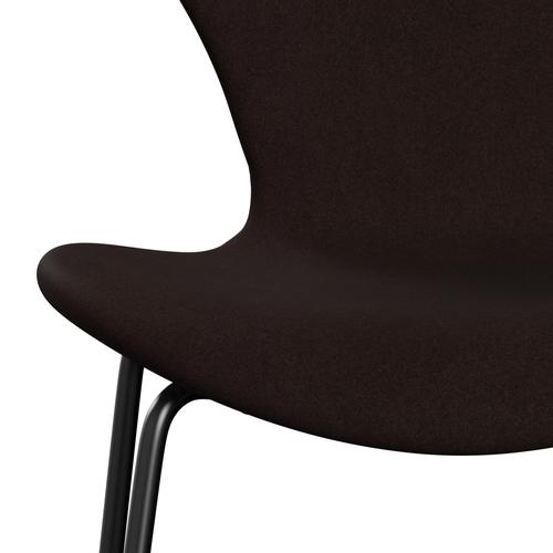 Fritz Hansen 3107 Stuhl Vollpolsterung, Schwarz/Divina Warm Brown