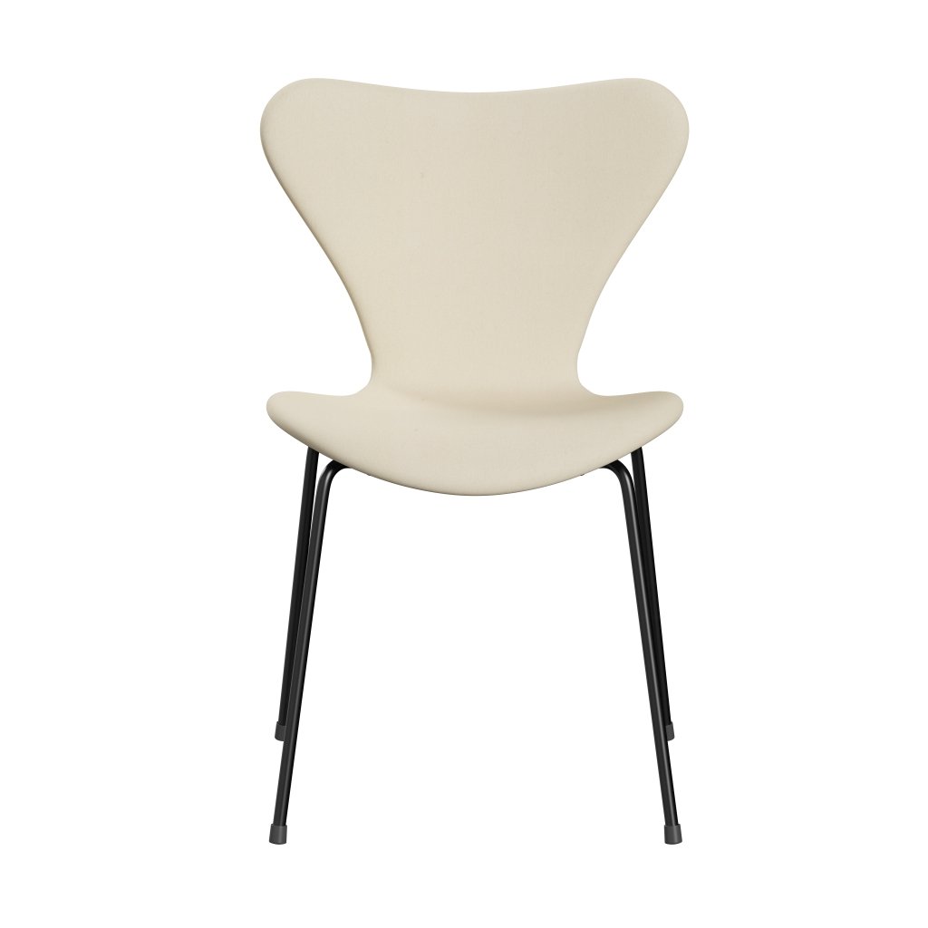 Fritz Hansen 3107 Stuhl Vollpolsterung, Schwarz/Divina Weiß