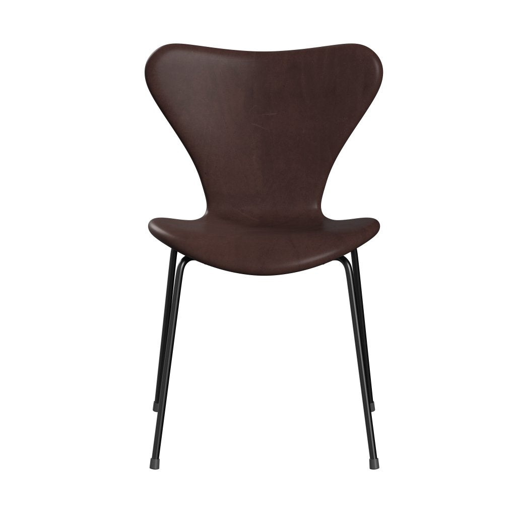 Fritz Hansen 3107 Stuhl Vollpolsterung, Schwarz/Schokolade