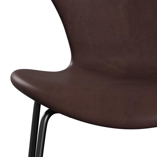 Fritz Hansen 3107 Stuhl Vollpolsterung, Schwarz/Schokolade