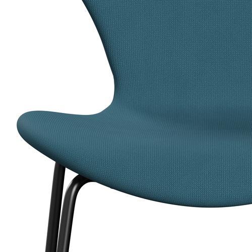 Fritz Hansen 3107 Stuhl Vollpolsterung, Schwarz/Fame Blue Green