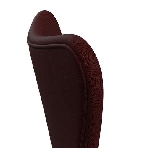 Fritz Hansen 3107 Stuhl Vollpolsterung, Schwarz/Fame Dark Bordeaux