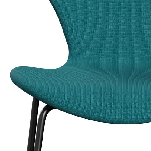 Fritz Hansen 3107 Stuhl Vollpolsterung, Schwarz/Flammgrün-Türkis