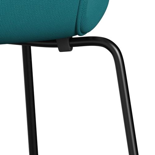 Fritz Hansen 3107 Stuhl Vollpolsterung, Schwarz/Flammgrün-Türkis