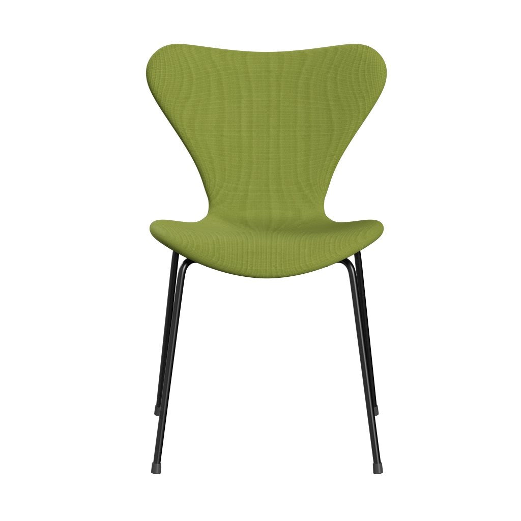 Fritz Hansen 3107 Stuhl Vollpolsterung, Schwarz/Fame Light Grass Green