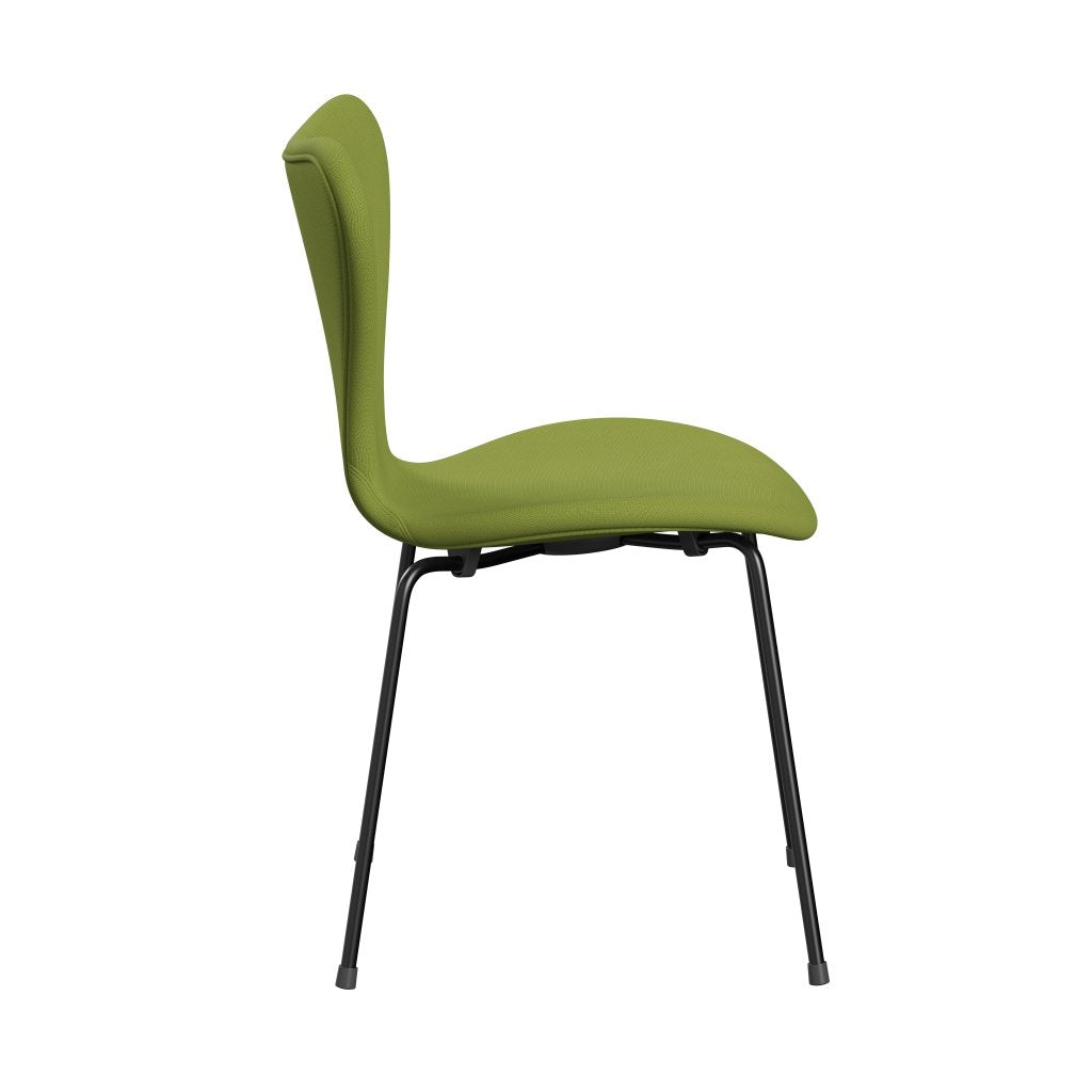 Fritz Hansen 3107 Stuhl Vollpolsterung, Schwarz/Fame Light Grass Green