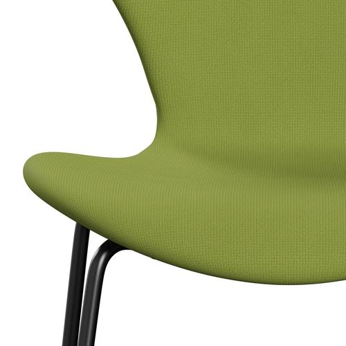 Fritz Hansen 3107 Stuhl Vollpolsterung, Schwarz/Fame Light Grass Green