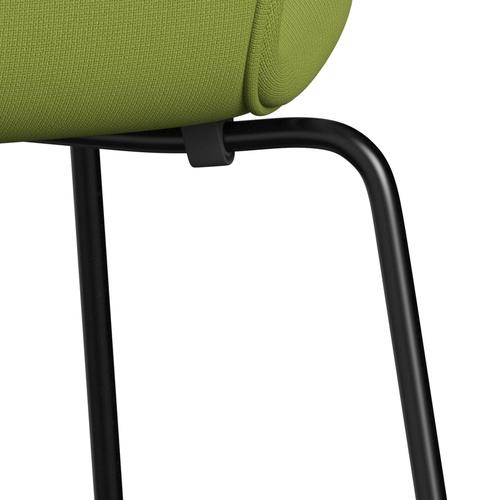 Fritz Hansen 3107 Stuhl Vollpolsterung, Schwarz/Fame Light Grass Green