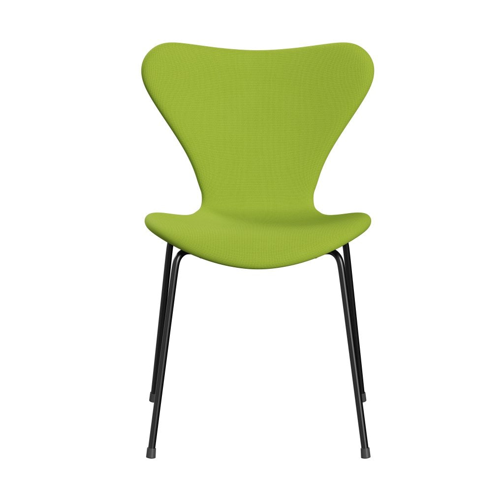 Fritz Hansen 3107 Stuhl Vollpolsterung, Schwarz/Fame Neongrün