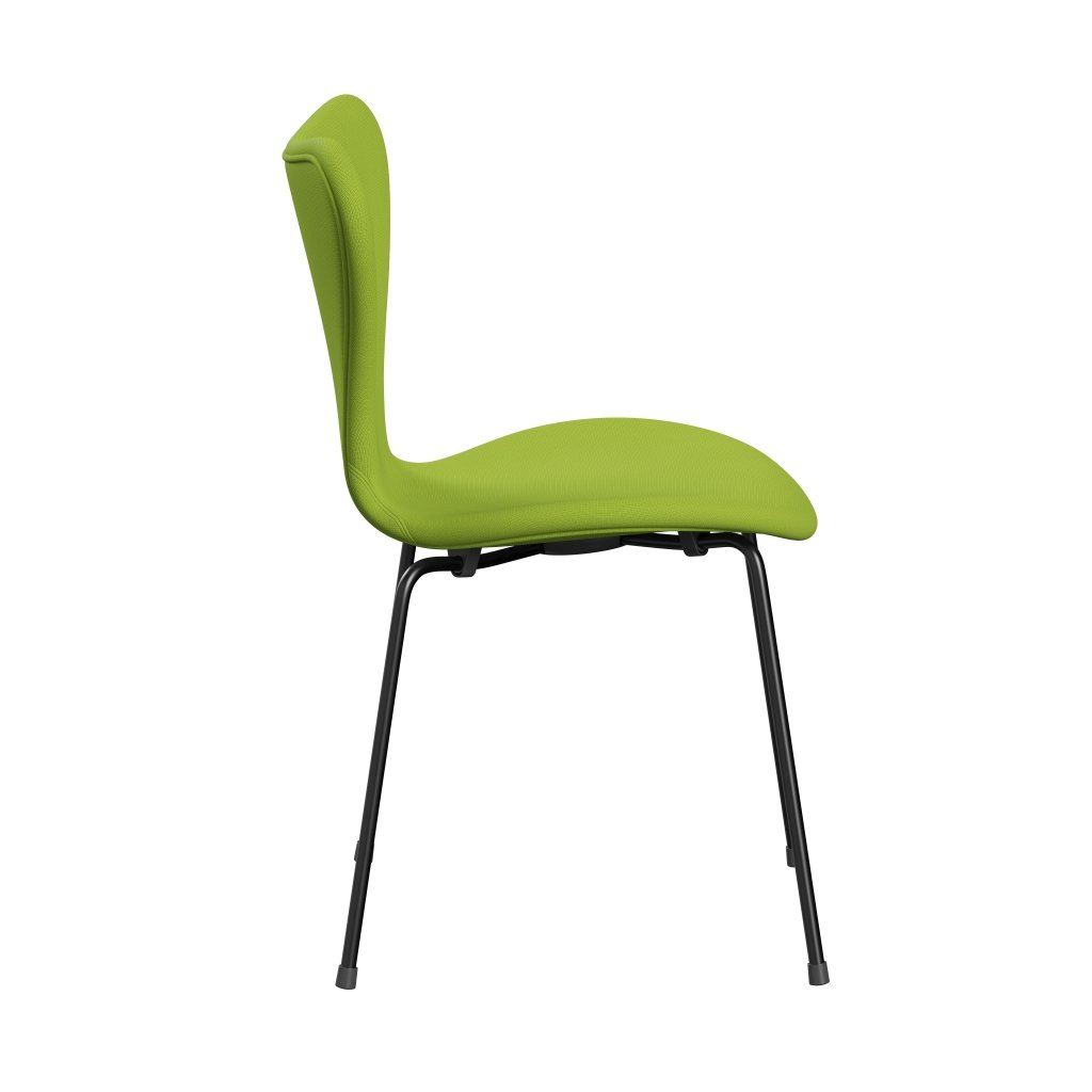 Fritz Hansen 3107 Stuhl Vollpolsterung, Schwarz/Fame Neongrün