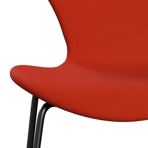 Fritz Hansen 3107 Stuhl Vollpolsterung, Schwarz/Fame Orange Dunkel