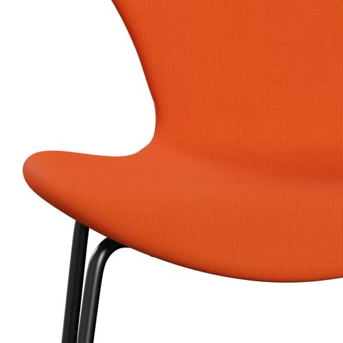 Fritz Hansen 3107 Stuhl Vollpolsterung, Schwarz/Fame Orange (F63016)