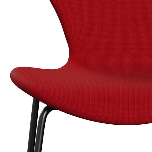 Fritz Hansen 3107 Stuhl Vollpolsterung, Schwarz/Flammrot (F64089)