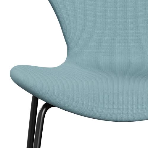 Fritz Hansen 3107 Stuhl Vollpolsterung, Schwarz/Fame Turquoise Light