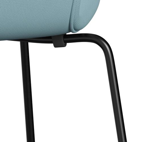 Fritz Hansen 3107 Stuhl Vollpolsterung, Schwarz/Fame Turquoise Light