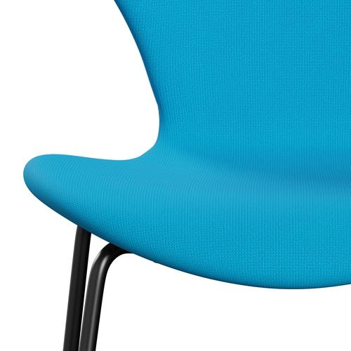 Fritz Hansen 3107 Stuhl Vollpolsterung, Schwarz/Fame Warm Turquoise