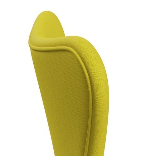 Fritz Hansen 3107 Stuhl Vollpolsterung, Schwarz/Fame Yellow