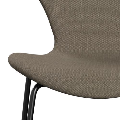 Fritz Hansen 3107 Stuhl Full Polster, Schwarz/Fiordbraun/Stein