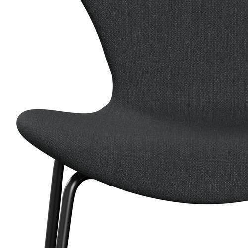 Fritz Hansen 3107 Stuhl Vollpolsterung, Schwarz/Fiord Dunkelgrau Mehrfarbig