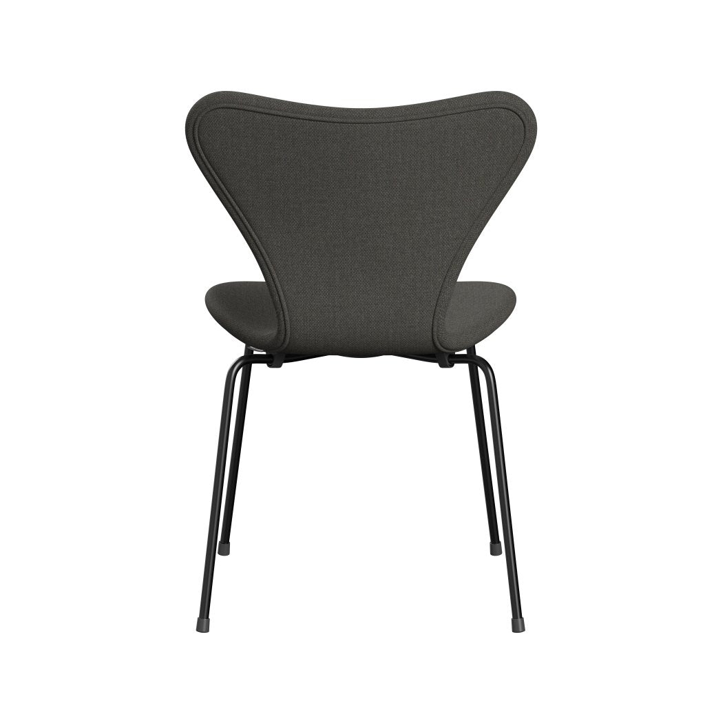 Fritz Hansen 3107 Stuhl Full Polster, Schwarz/Fiord dunkelgrau/Stein