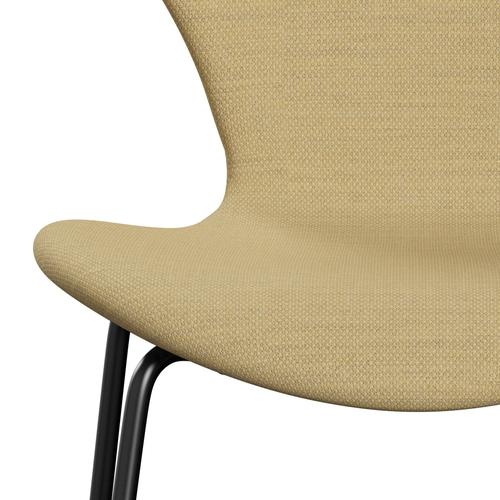 Fritz Hansen 3107 Stuhl Vollpolsterung, Schwarz/Fiord Fine Yellow