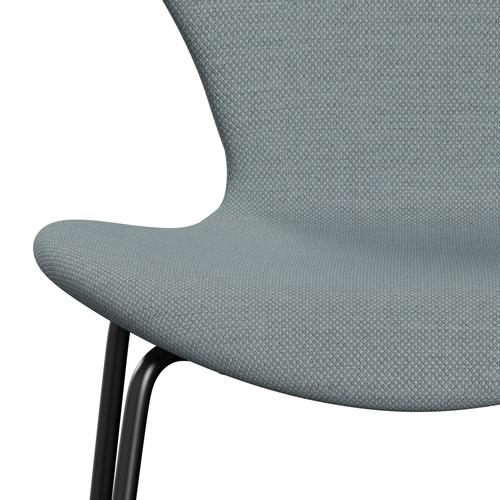 Fritz Hansen 3107 Stuhl Full Polster, Schwarz/Fiord Grün/Blau/Stein