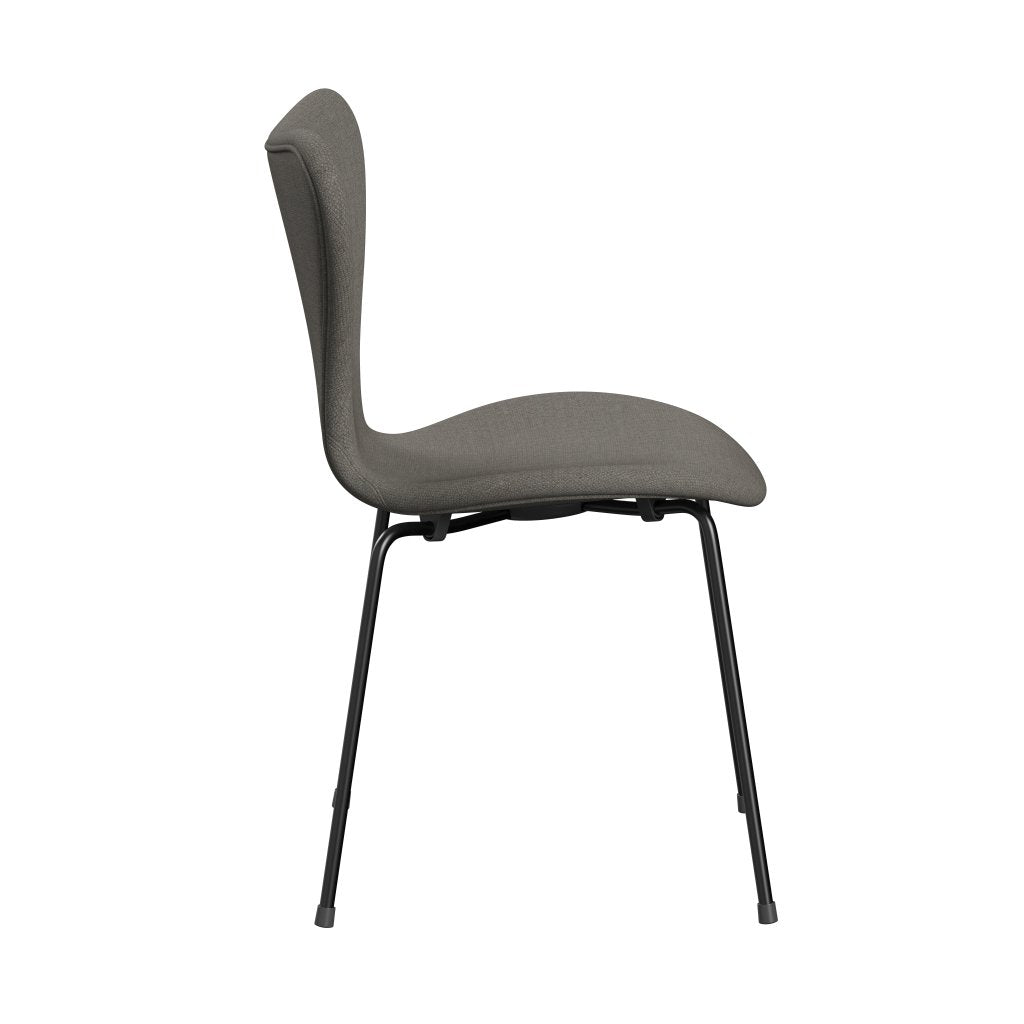 Fritz Hansen 3107 Stuhl Full Polster, Schwarz/Fiord Grau/Stein