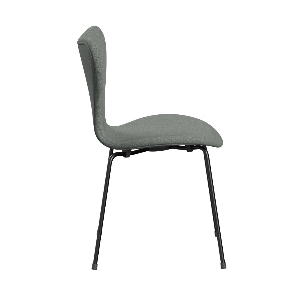 Fritz Hansen 3107 Stuhl Vollpolsterung, Schwarz/Fiord Mittelgrau