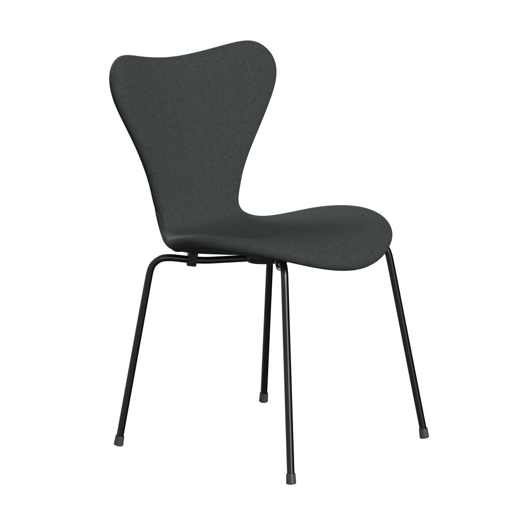 Fritz Hansen 3107 Stuhl Vollpolsterung, Schwarz/Ford Mittelgrau/Dunkelgrau