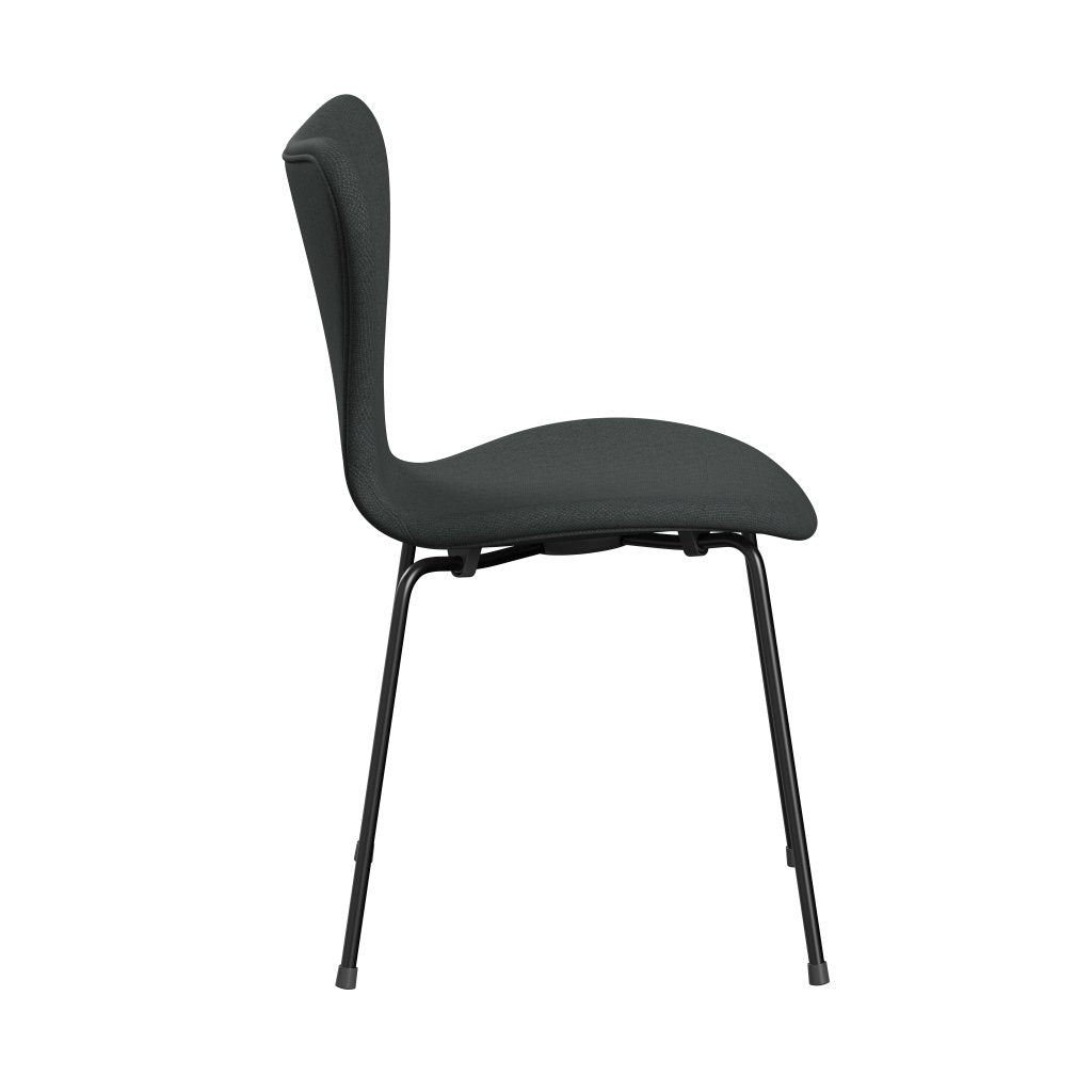 Fritz Hansen 3107 Stuhl Vollpolsterung, Schwarz/Ford Mittelgrau/Dunkelgrau