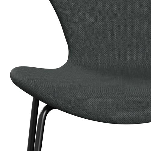 Fritz Hansen 3107 Stuhl Vollpolsterung, Schwarz/Ford Mittelgrau/Dunkelgrau