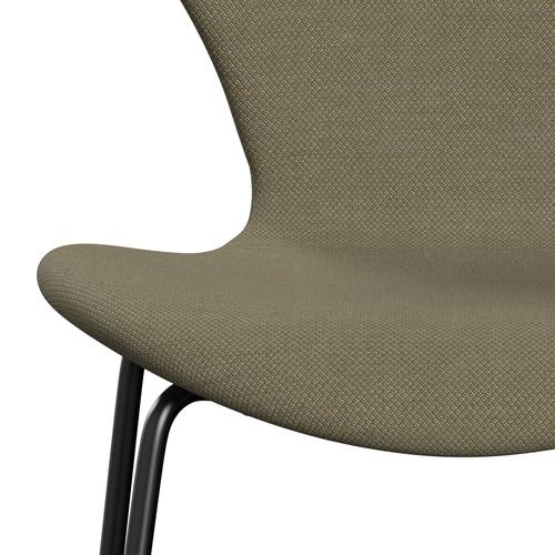 Fritz Hansen 3107 Stuhl Full Polster, Schwarz/Fiord Olivengrün/Stein