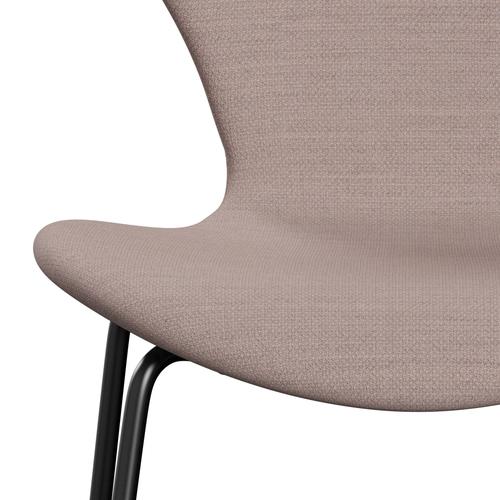 Fritz Hansen 3107 Stuhl Full Polster, Schwarz/Fiordrosa/Stein