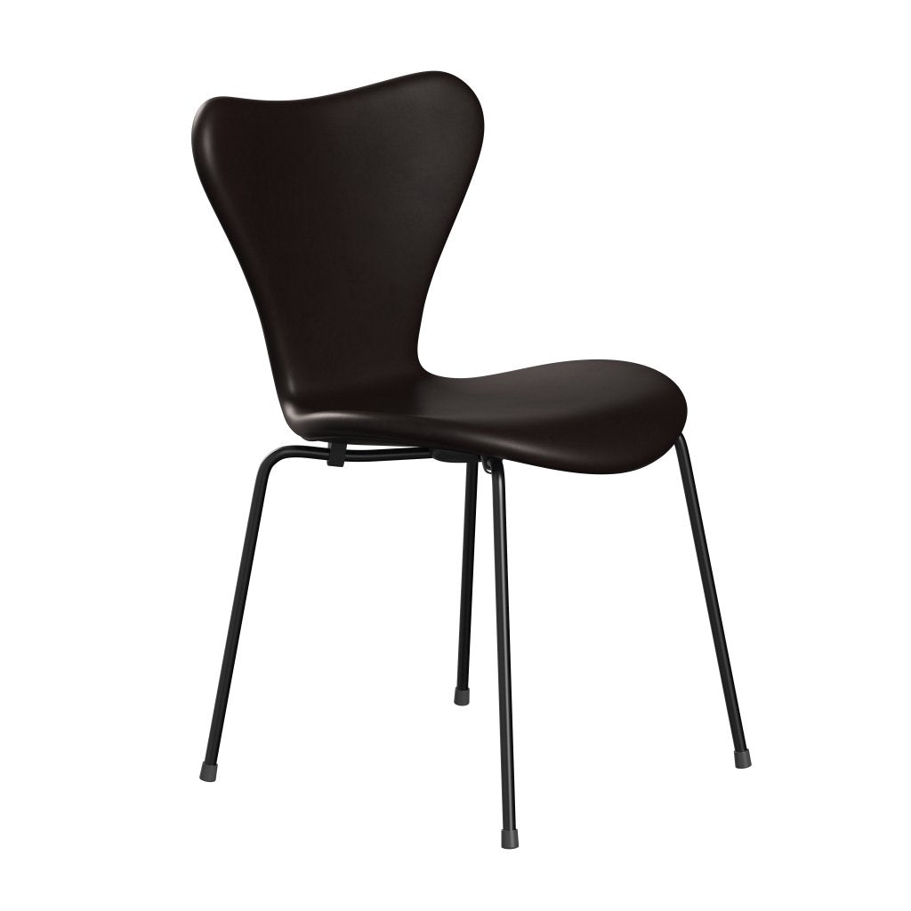 Fritz Hansen 3107 Stuhl Vollpolsterung, Schwarz/Grace Dunkelbraun