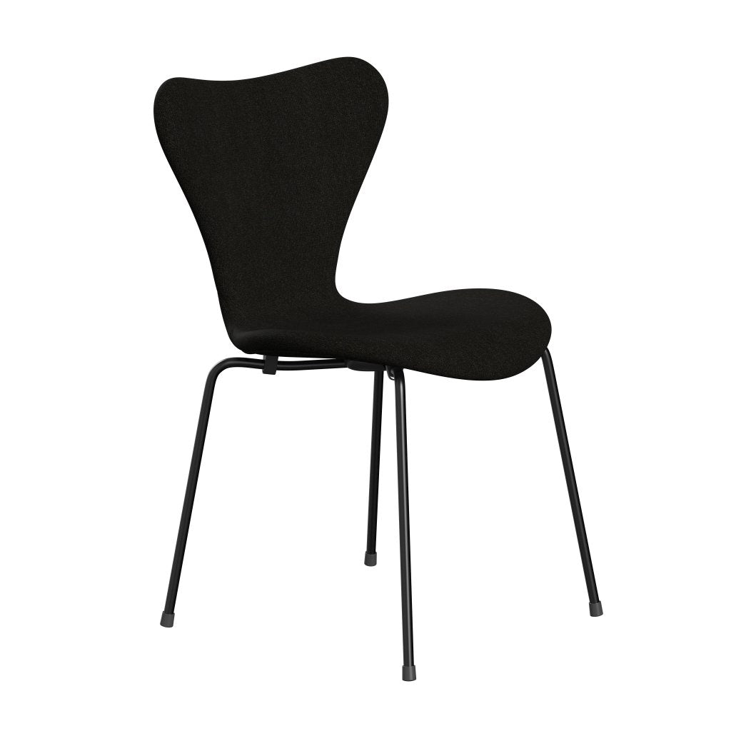 Fritz Hansen 3107 Stuhl Vollpolsterung, Schwarz/Hallingdal Braun/Dunkel Grau