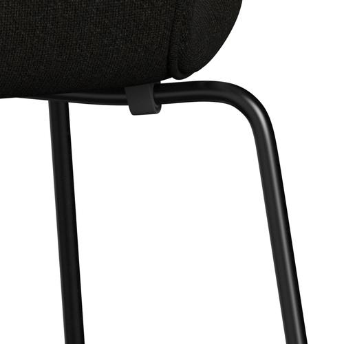 Fritz Hansen 3107 Stuhl Vollpolsterung, Schwarz/Hallingdal Braun/Dunkel Grau