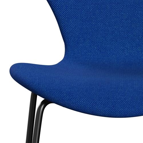 Fritz Hansen 3107 Stuhl Vollpolsterung, Schwarz/Hallingdal Korallenblau