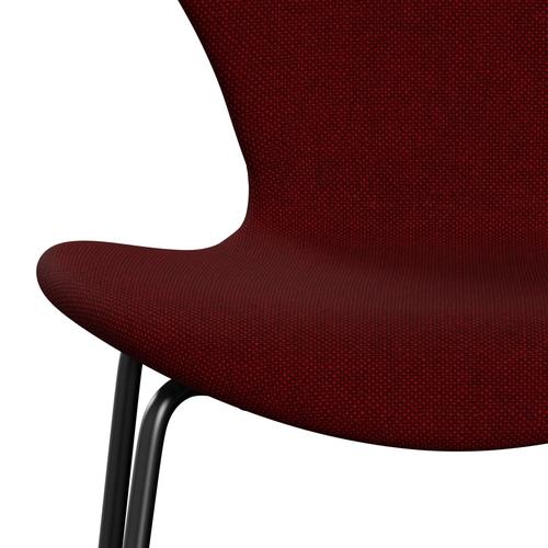 Fritz Hansen 3107 Stuhl Vollpolsterung, Schwarz/Hallingdal Dunkelrot