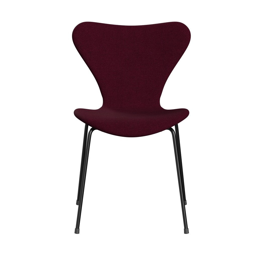 Fritz Hansen 3107 Stuhl Vollpolsterung, Schwarz/Hallingdal Weinrot/Violett